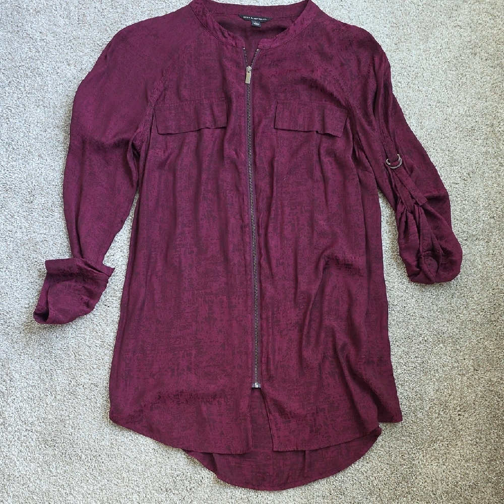 Rock & Republic Maroon Zip-Up Blouse
